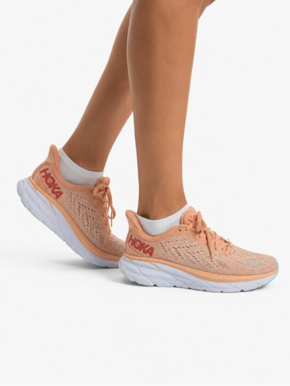 HOKA Clifton 9 Peach Coral Women's Running Shoes Sneakers US 8.5